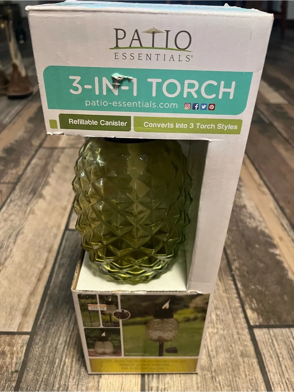 Essentials Outdoor 3-in-1 Torch Lantern in Olive Green